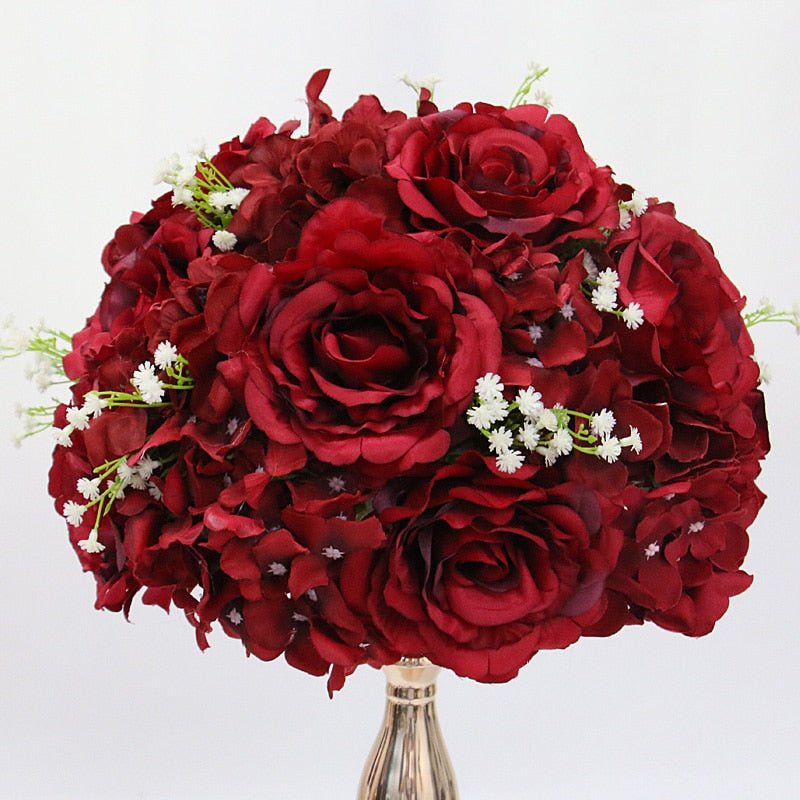 Qfdian Rose Artificial Flower Arrangement Table Centerpieces Flower Ball Wedding Arch Backdrop Decor Flower Row Party Layout