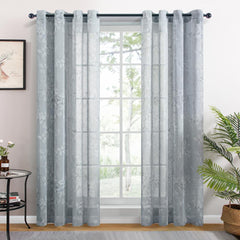 Qfdian valentines day gifts for her Lily Sheer Curtains for Living Room Bedroom Kitchen Window Treatment Flowers Voile Elegant Tulle Drapes Home Decoration