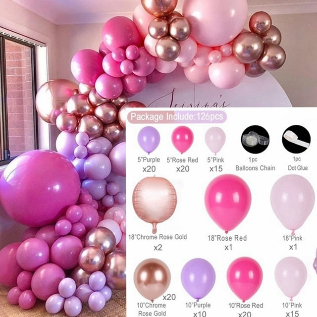 Qfdian 104pcs Bule Silver Macaron Metal Balloon Garland Arch Wedding Birthday Balloons Decoration Party Balloons For Kids Baby Shower