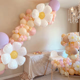Qfdian Party decoration 50pcs Daisy Foil Mylar Balloon Sunflower Balloons Summer Plumeria Hawaiian Birthday Theme Party Wedding Decoration Air Globos