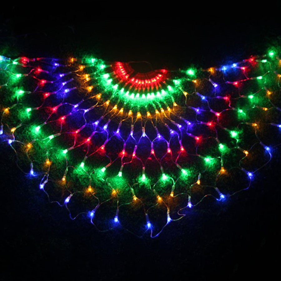 Qfdian Plug 3M 3 Peacock Mesh Net Led String Lights Outdoor Fairy Garland for Wedding Christmas Wedding New Year Party Decoration