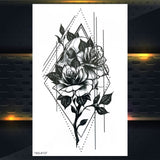 Qfdian gifts for women hot sale new Sexy Mehndi Temporary Tattoos For Women Female Black Rose Flower Fake Tattoo Sticker Hand Jasmine Camellia Branch Tatoo Pendants