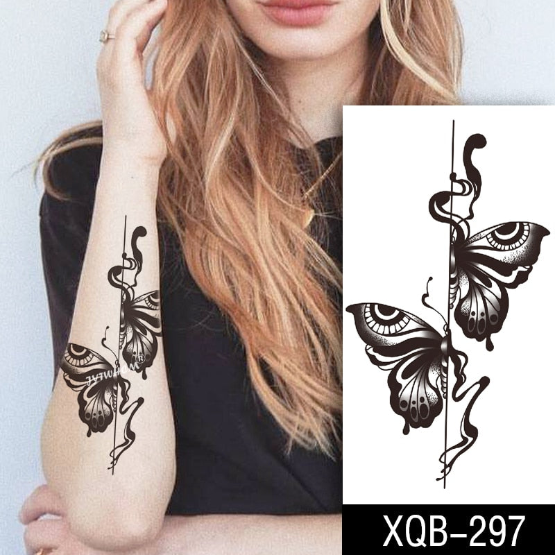 Qfdian gifts for women hot sale new Waterproof Temporary Tattoos Stickers Flowers Butterfly Tatto Flash Sexy Fake Tattoo Arm Body Chest Tatto Art for Women and Girl