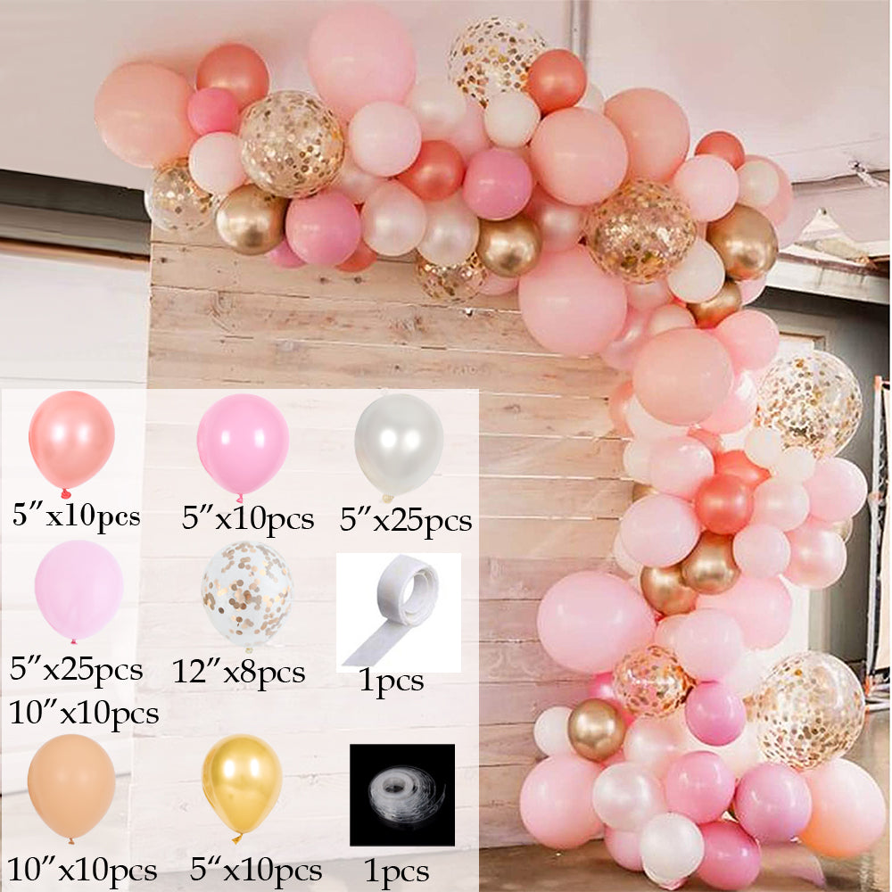 Qfdian Party decoration hot sale new 110pcs Pink Balloon Arch Garland Kit White Gold Confetti Latex Balloons Valentines Day Wedding Birthday Party Decoration