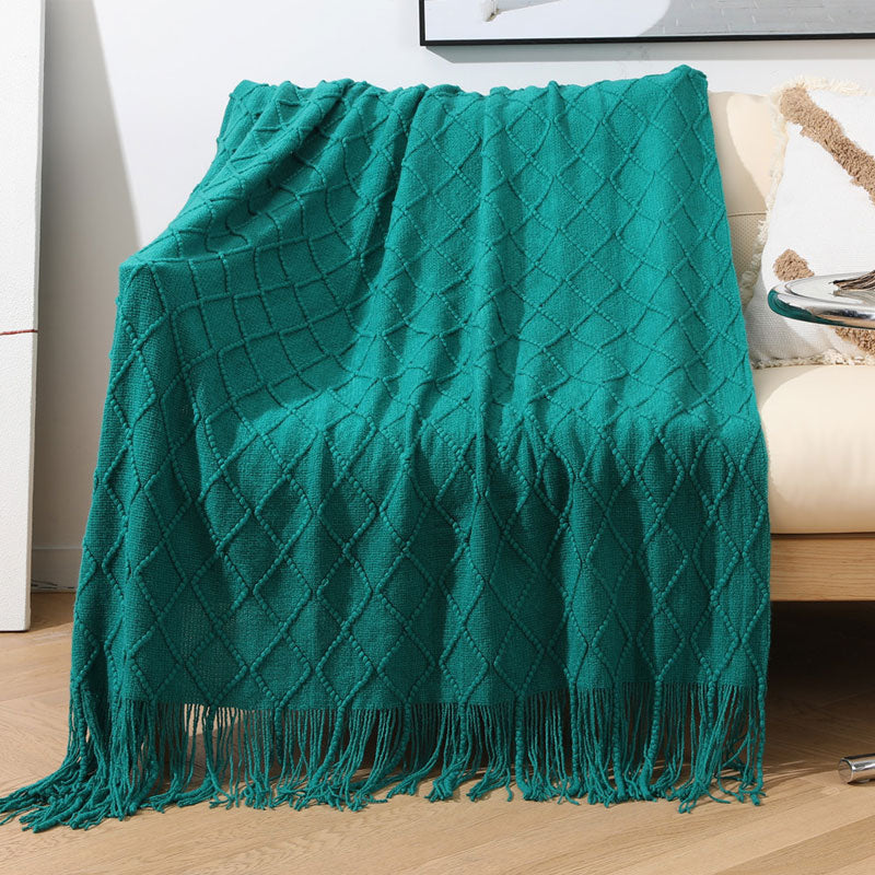 Qfdian Nordic Knit Plaid Blanket Super Soft Bohemia Blanket For Bed Sofa Cover Bedspread Plaid On The Sofa Decor Blankets With Tassel