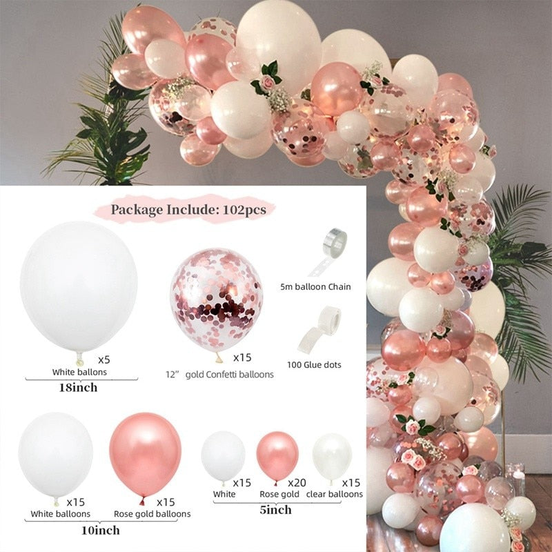 Qfdian Party decoration hot sale new Rose Apricot Balloon Garland Arch Kit Wedding birthday party decoration kids Confetti Latex Balloons Baby Shower Decor