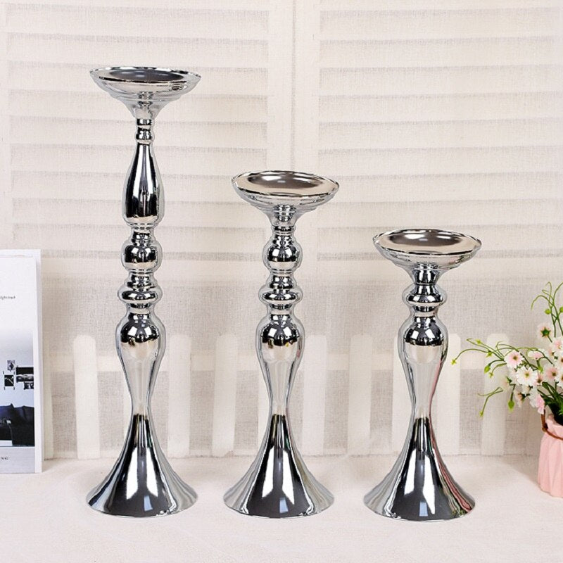 Qfdian Party decoration 2 PCS/LOT Gold Candle Holders 50CM/20" Flower Vase Candlestick Wedding Decoration Table Centerpiece Flower Rack Road Lead