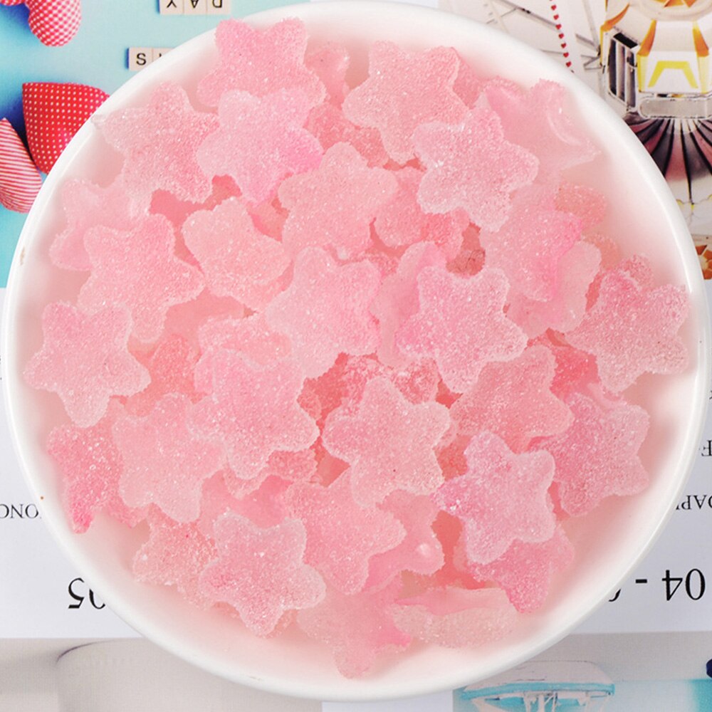 Qfdian home decor 10Pcs Flatback Resin Cabochons Simulation Candy Star Resin Cabochon Scrapbooking Embellishment DIY Accessories Decoration