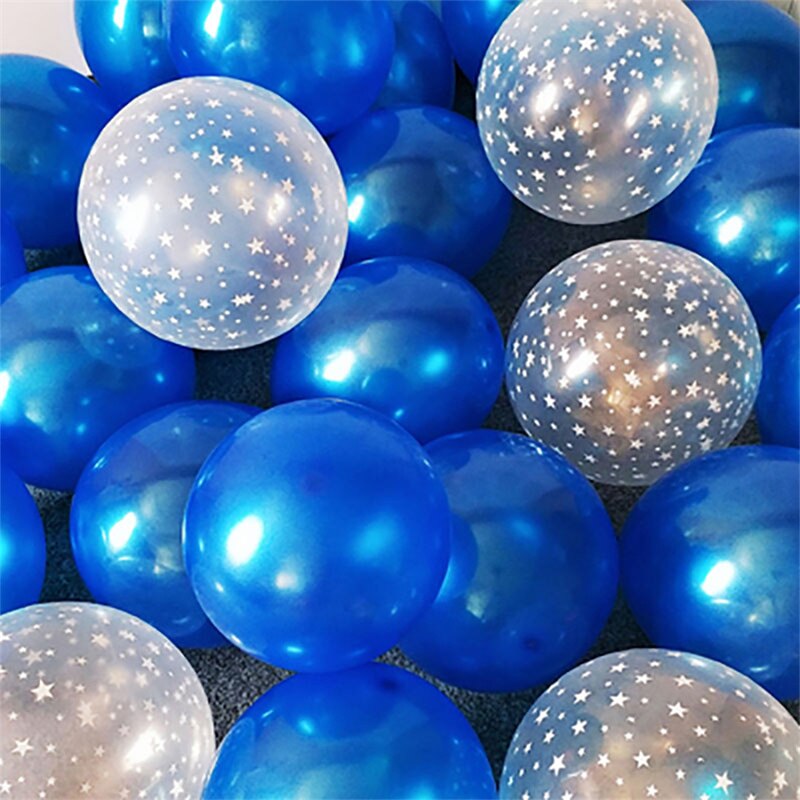 Qfdian Party decoration valentines day  20/30pcs 12inch Luminous Blue Latex Balloons Transparent Clear Star Balloon Wedding Baby Shower Birthday Party Decorations