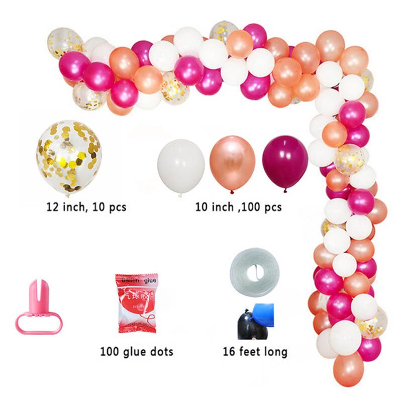 Qfdian Party decoration 1set Balloon Garland Arch Kit Long Pink White Gold Latex Air Globos Pack For Baby Shower Wedding Birthday Party Decor Supplies