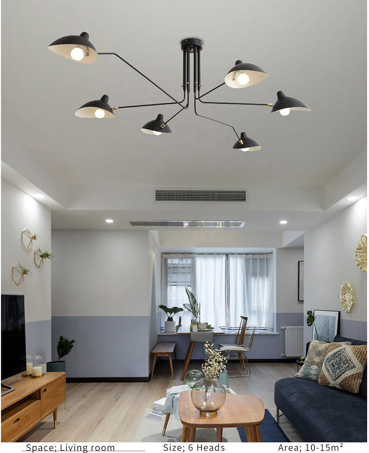 Qfdian home decor hot sale new Retro Serge Mouille Pendant Lights Nordic Industrial Simple LED Spider adjustable Lamp Living Bedroom Luminaire Industrial Lamp