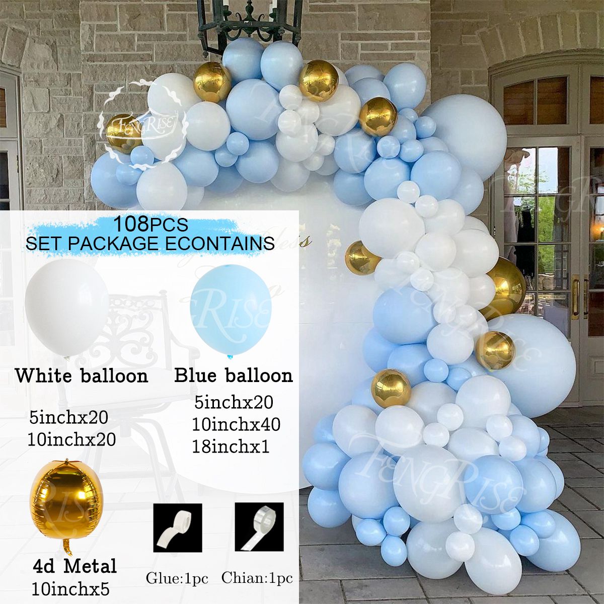 Qfdian 104pcs Bule Silver Macaron Metal Balloon Garland Arch Wedding Birthday Balloons Decoration Party Balloons For Kids Baby Shower