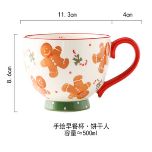 Super cute gingerbread man glass mugs European ceramic cup home drinking a cup of coffee mug  cute cup  kawaii mug