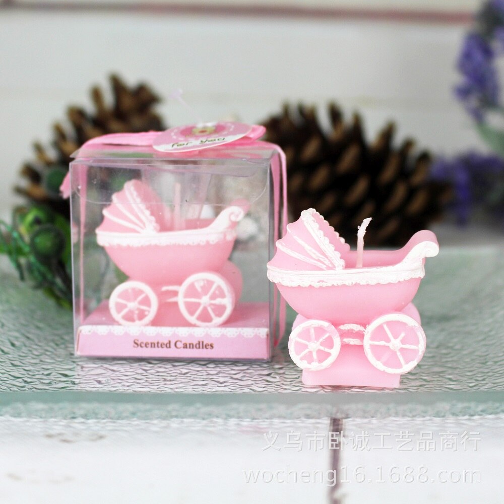 Qfdian Party decoration 10 pcs cute Mini Creative Pram Baby Birthday Candle Kid Pram Baby Carriage Candle Cake Cupcake Topper Party Decoration Supply