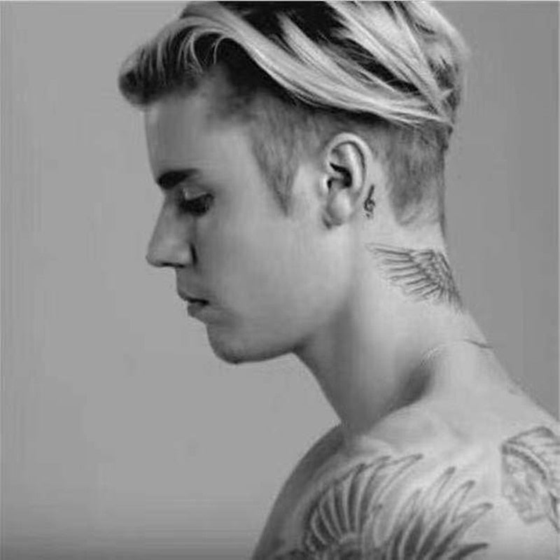 Qfdian Waterproof Temporary Tattoo Sticker Bieber's ’Wing Angel Flash Tatto Body Art Arm Water Transfer Fake Tatoo Men