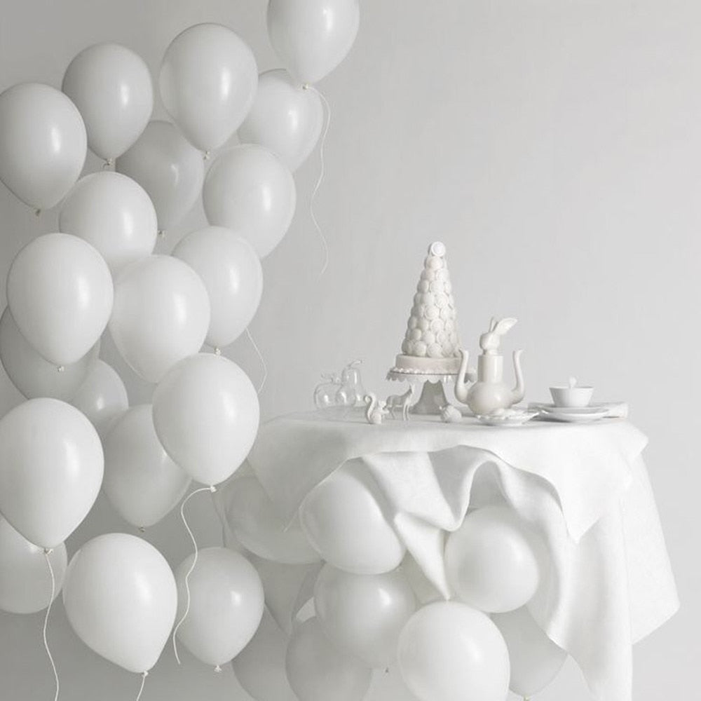 Qfdian Balloon Bouquet 5 "10" 12 "18" 24" 36 " Matte Pure White Balloons Round White Art Shape Wedding Birthday Decoration Party Helium Balloons