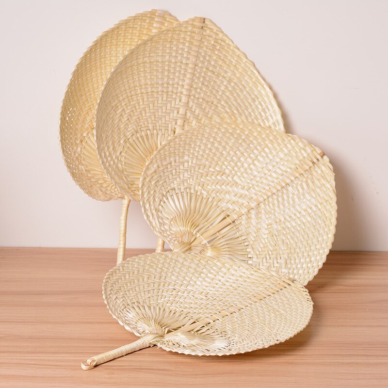 Qfdian Party decoration Summer Cooling Fan Handmade Straw Fan Bamboo Palm Leaf Hand-woven Hand Fan Woven Cooling Fan Bamboo Woven Fan Home Decoratio