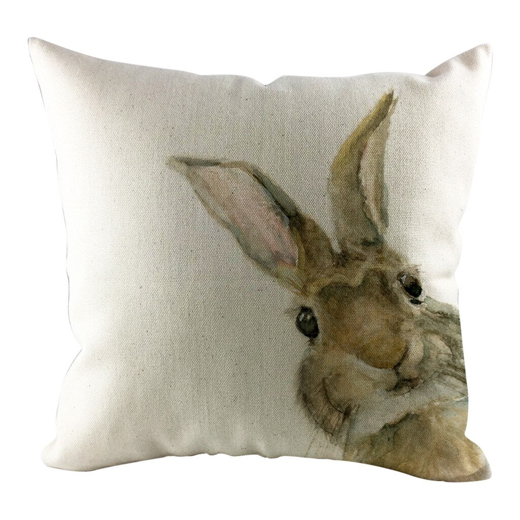 Qfdian easter decorations clearance Happy Easter Cushion Cover Bunny Eggs Decorative Pillow Cover Easter Rabbit Print Pillow Case Sofa Car Cushion Cover Home Decor