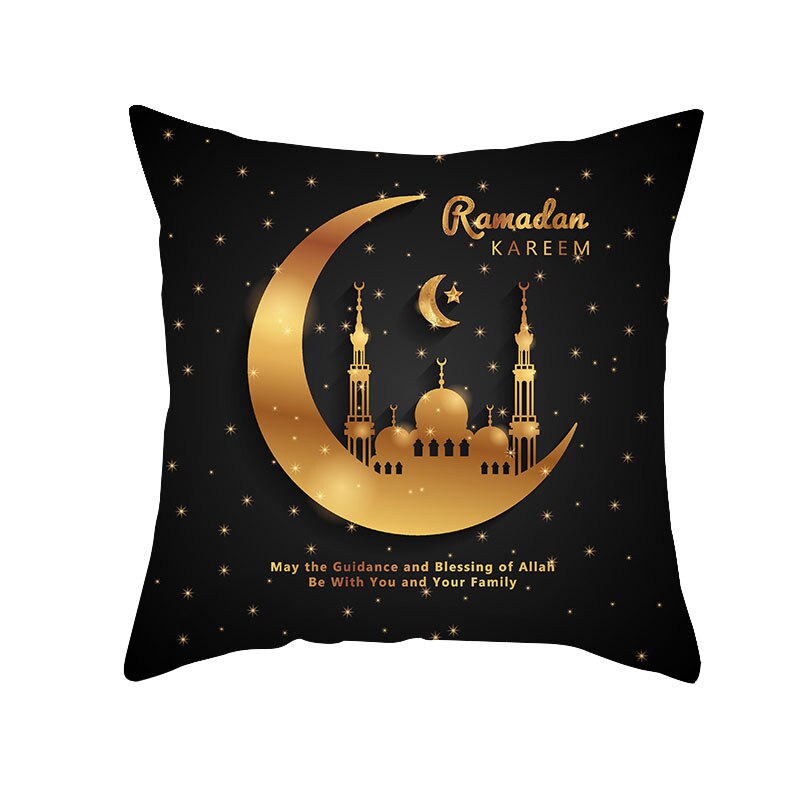 Qfdian Party decoration Islamic Eid Mubarak Pillowcase Ramadan Kareem Home Car Bedroom Sofa Decootative Pillow Cushion Covers Mosque Muslim Decor 45cm