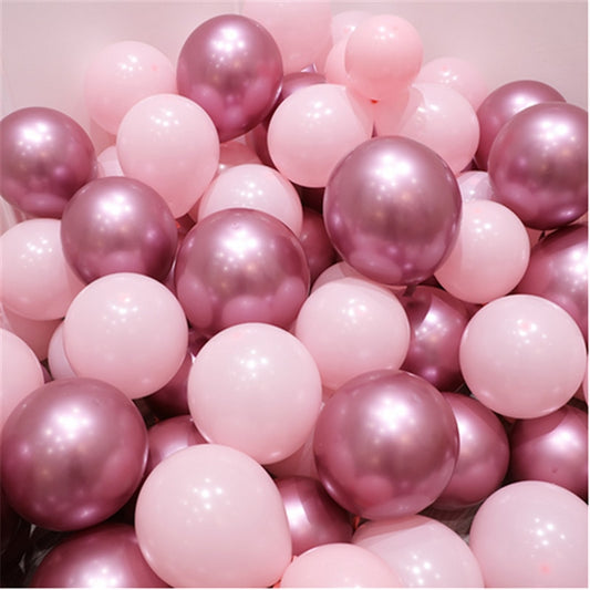 Qfdian Party gifts Party decoration hot sale new  hot sale new 12pcs/lot Pink Latex Balloon Chrome Red Hot Pink Silver Metal Balloon Baby Shower Birthday Party Wedding Decorations Air Globos