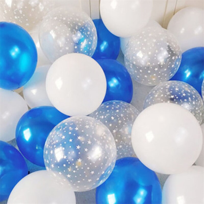 Qfdian Party decoration valentines day  20/30pcs 12inch Luminous Blue Latex Balloons Transparent Clear Star Balloon Wedding Baby Shower Birthday Party Decorations