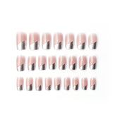 QFDIAN 24PCS Fake Black Nails Press On Nails Overhead With Sticker Short And Long Shape Cute Nail Art Tools For Manicure DN01
