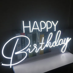 Qfdian Party decoration hot sale new Happy Birthday Modern Neon Sign Light Personalized Custom Flex Led 3D Acrylic Wall Hanging Party Bar Room Home Décor Neons Top