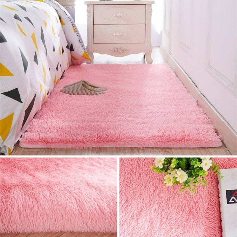 Qfdian Cozy apartment aesthetic Thick Faux Fur Carpet for Living Room Plush Rug Child Bedroom Fluffy Bedside Home Decor Area Rugs Soft Velvet Palor Floor Mat