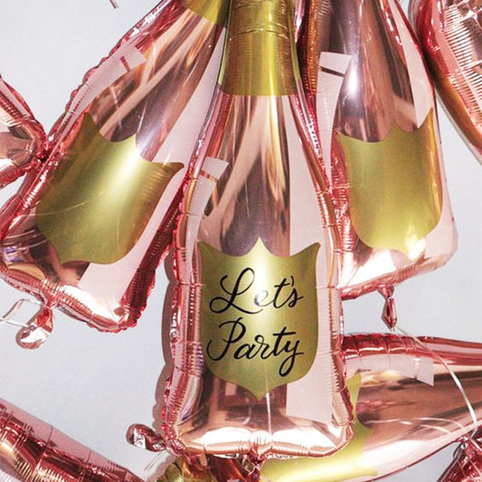 Qfdian valentines day gifts for her Let's Party Happy New Year Whiskey Bottle Foil Balloons Happy Birthday Wedding Party Decorations Anniversary Wine Glass Balloon