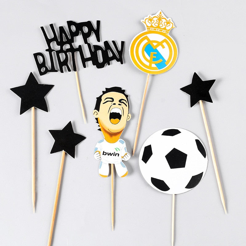 Qfdian halloween decorations christmas decorations Basketball Football Theme Party Cupcake Topper Happy Birthday Cake Topper Flage For Kids Boy Birthday Party Cake Decors Supplies