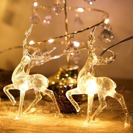 Qfdian Christmas decorations 1.5m 10LED Christmas Reindeer String Light Garland Decoration For Home Christmas Ornaments Natal New Year 2022 Party Supplies