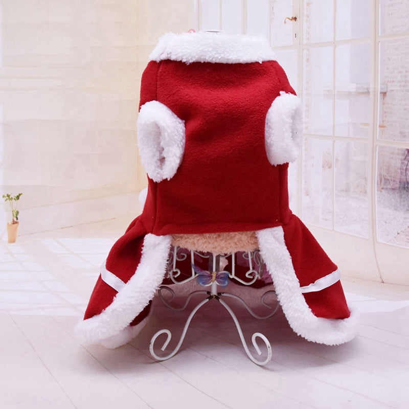 qfdian pet christmas coat clothes dog dress winter perro Xmas dress red sweatshirt Vest Pets Cat Warm dress