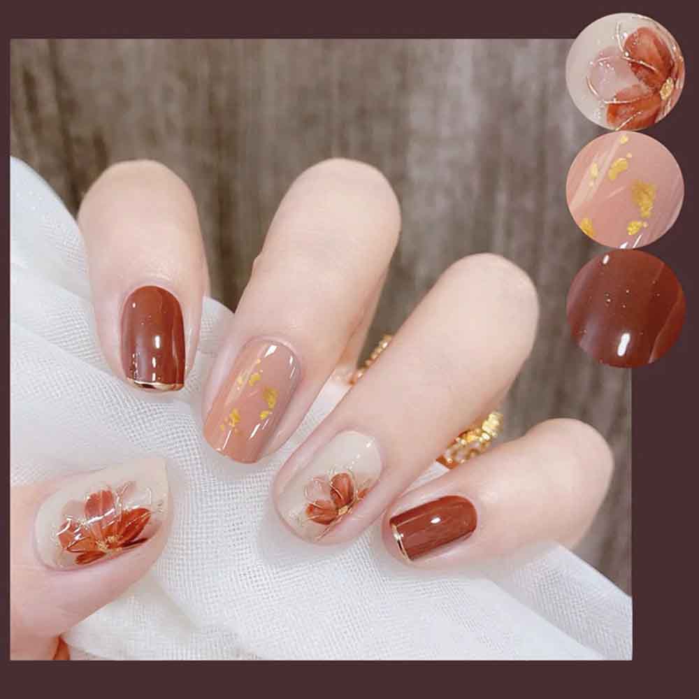 Qfdian Party decoration hot sale new 24Pcs/box wholesales Fake Nails Press On for women Bride White Flower designs Artificial Nail tips full cover acryl False Nails