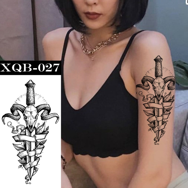 Qfdian gifts for women hot sale new Waterproof Temporary Tattoos Stickers Flowers Butterfly Tatto Flash Sexy Fake Tattoo Arm Body Chest Tatto Art for Women and Girl