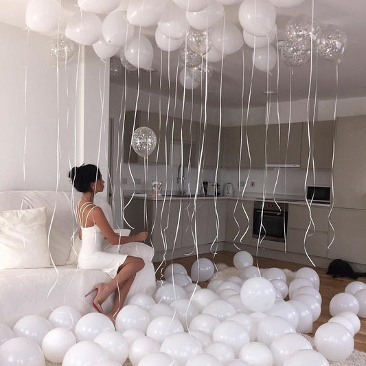 Qfdian Cozy apartment aesthetic valentines day decoration Matte White Heart Round Latex Balloons Helium Balloon Wedding Supplies Decor Babyshower Birthday Party Decorations Globos