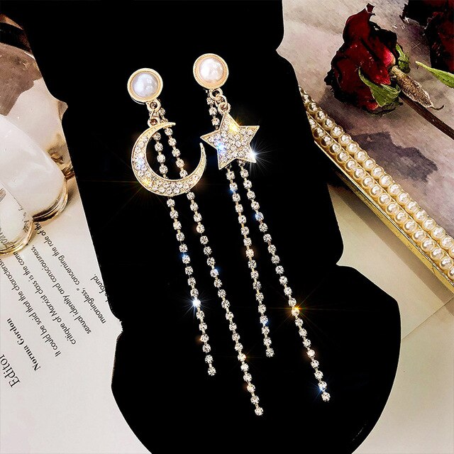 Qfdian valentines day gifts for her 2022 new fashion jewelry luxury earrings statement tassel drop big gold earrings for women valentines day gift The banquet