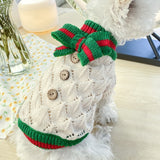 Qfdian Pet Outfits Classic Dog Winter Sweater with Tie Thick Weaving Warm Pet Cat Clothing Lovely Princess New Year Coat Christmas Dog Clothes