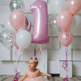 Qfdian Party decoration Number 1 Balloon 1st Birthday Boy Girl 1 Year Old Baby Birthday Party Decorations Anniversaire Supplies Globos Baby Shower