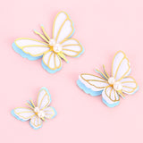 Qfdian Party gifts Party decoration hot sale new 3pcs/Set Bling Butterfly Pearl Paper Cake Topper Happy Birthday Baby Shower Wedding Party Decor DIY Gift Baking Supplies