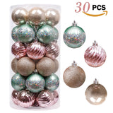 Qfdian  30pcs 6cm Christmas Tree Decor Balls Glitter Blue Gold Plating Hanging Pendants Ball For Home New Year Ornament