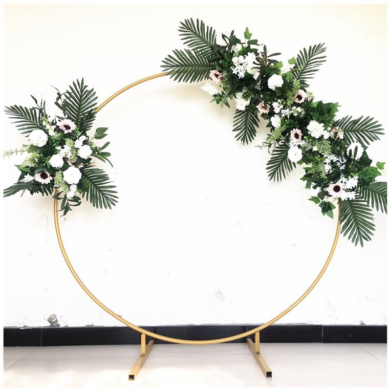 Qfdian Party decoration Metal Circle Round Arch Balloon Flower Iron Ring Background Arch Frame Stand Wedding Mariage Birthday Party Backdrop Decor