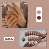 Qfdian 24pcs Fake Nails With Small Diamond Glue Type Long Paragraph Gradient Color Fashion Manicure Patch False Nails Press On Coffin