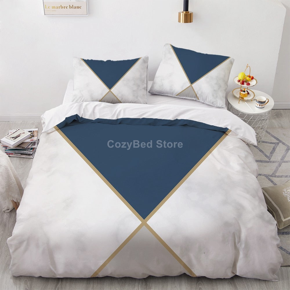 White Gold Marble Pattern Bedding Set Modern 3d Duvet Cover Sets Comforter Bed Linen Twin Queen King Single Size Fashion Luxury