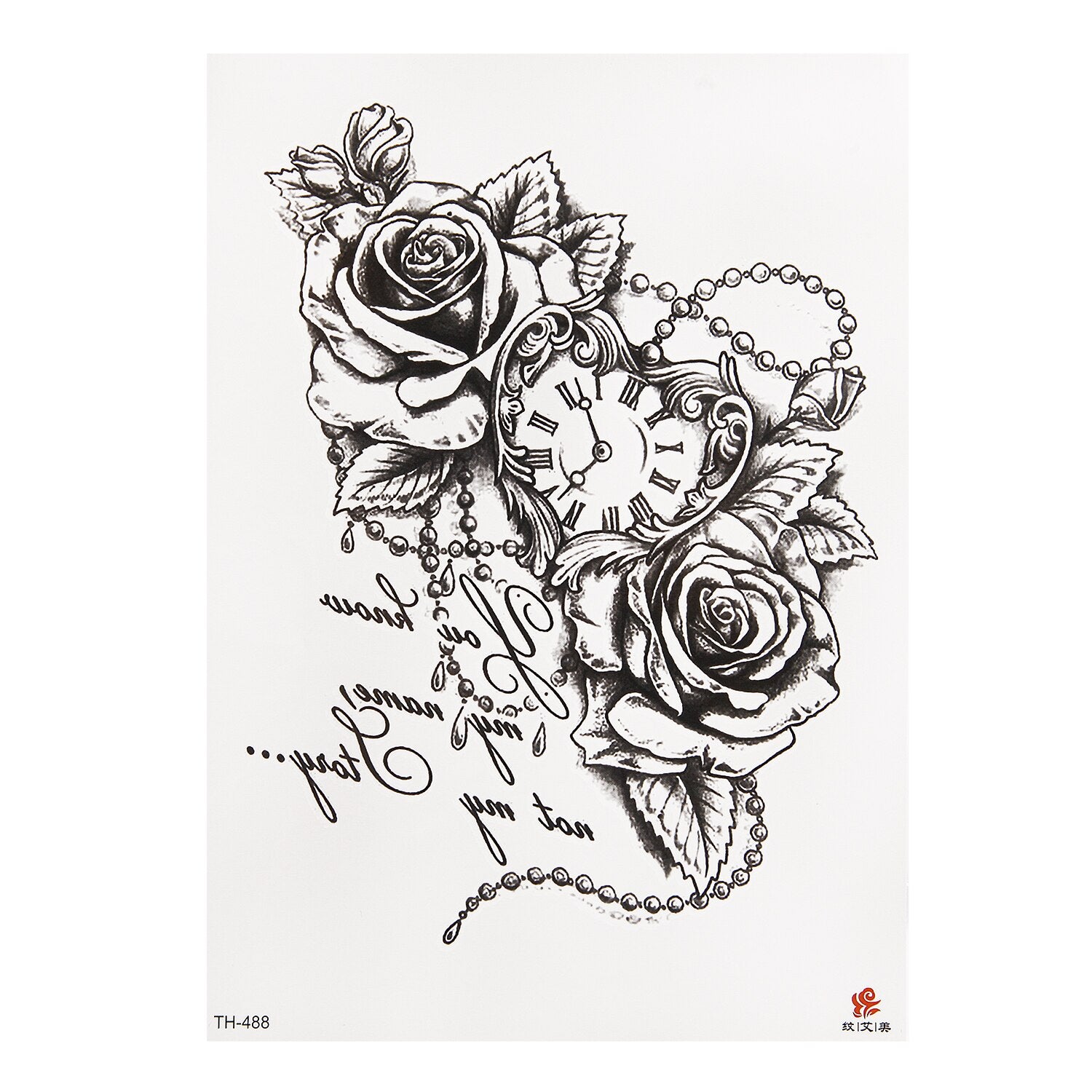 Qfdian Party decoration hot sale new Waterproof Temporary Tattoo Sticker Black Roses Flower Pattern Design Full Flower Arm Body Art Big Large Fake Tattoo Sticker 1PC