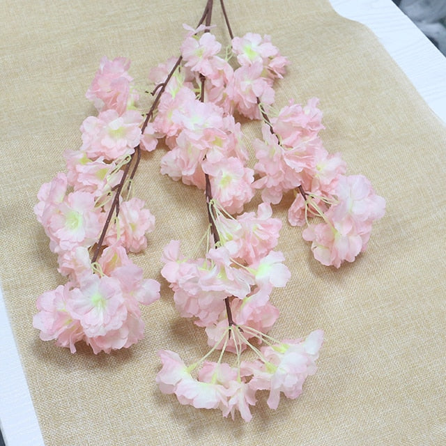 100cm Silk flowers Long-Peach Sakura Artificial flower Pink Wedding Decoration Cherry blossom branch for home Decor wedding Arch