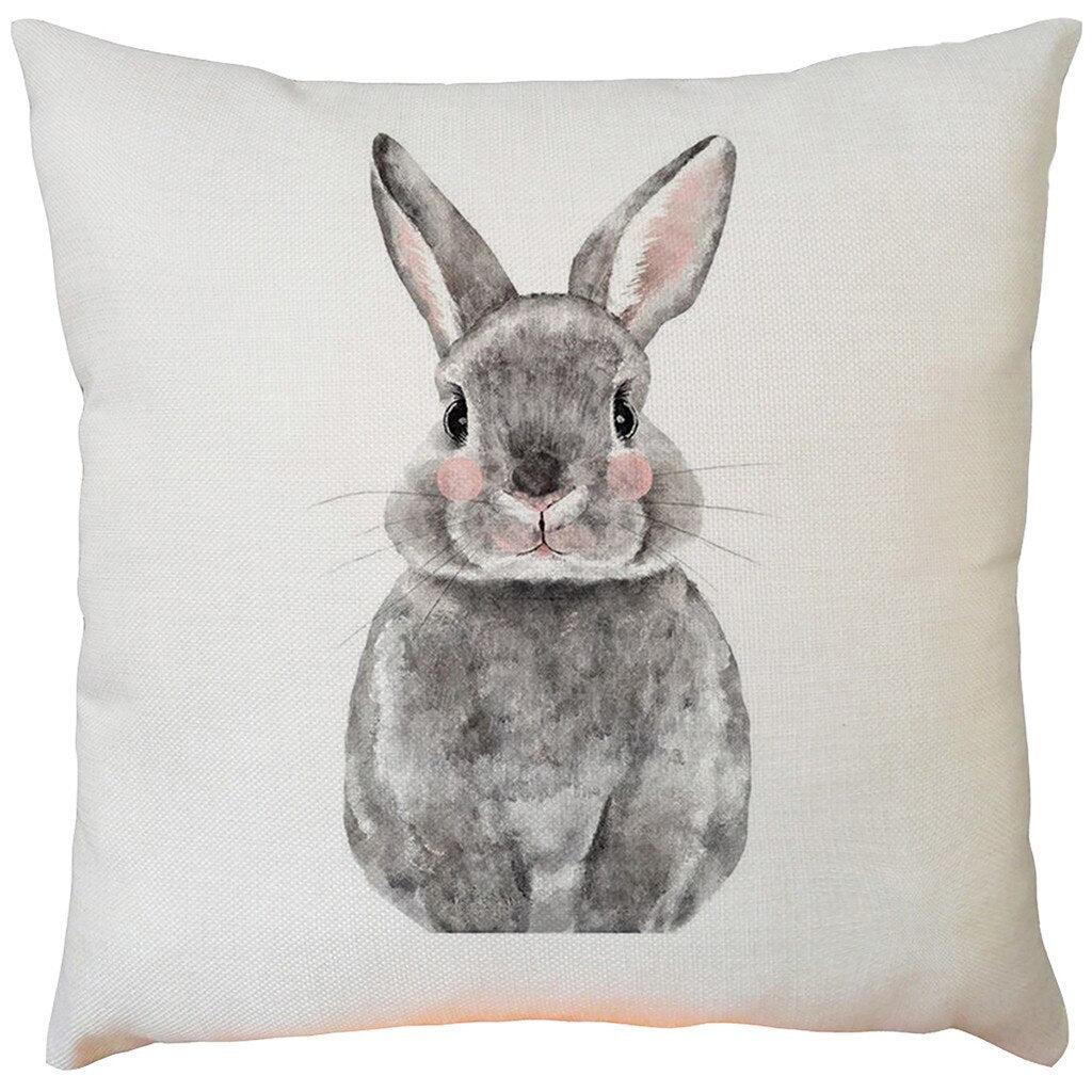 Qfdian easter decorations clearance Happy Easter Cushion Cover Bunny Eggs Decorative Pillow Cover Easter Rabbit Print Pillow Case Sofa Car Cushion Cover Home Decor