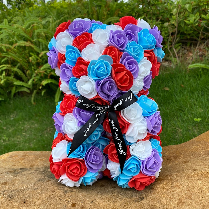 Qfdian valentines day gifts for her Hot Sale Red Bear Rose Artificial Flowers Teddi Bear of Rose Decoration Valentine Christmas Day Gift for Women Dropshipping