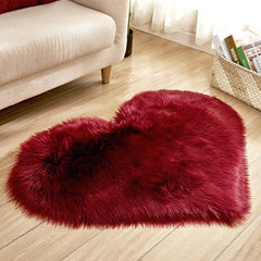 Qfdian Cozy apartment aesthetic Heart-Shape Sheepskin Shaggy Fluffy Plush Area Rug Soft Faux Fur Wool Carpet Rugs for Living Room Parlor Floor Mat Home Decor