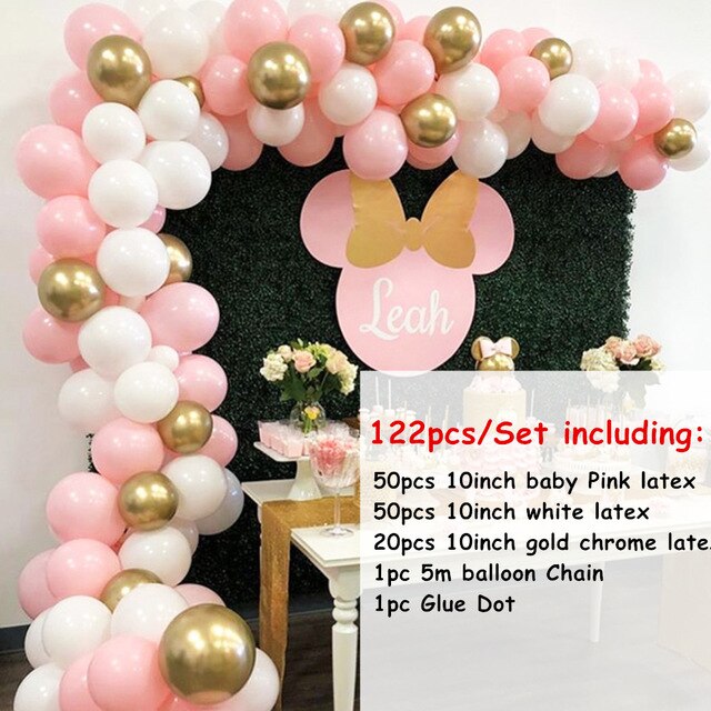 Qfdian Party decoration 1set Balloon Garland Arch Kit Long Pink White Gold Latex Air Globos Pack For Baby Shower Wedding Birthday Party Decor Supplies