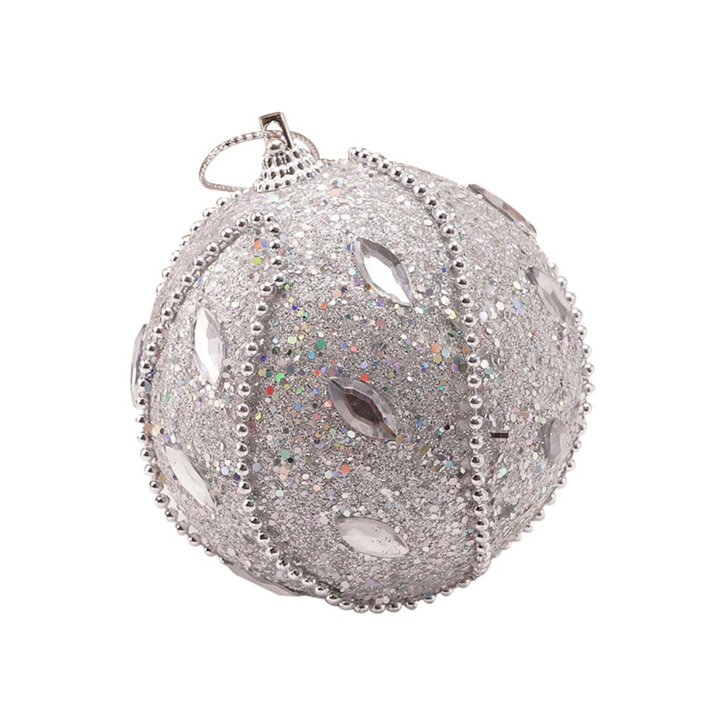 Qfdian valentines day decorations for the home hot sale new  8CM flower Wreath Decoration Christmas Home Decor Christmas Rhinestone Glitter Baubles Ball Xmas Tree Ornament #66